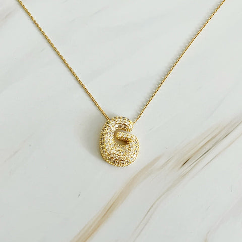 Crystal Bubble Initial Necklace