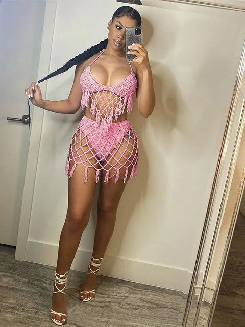 Adogirl Summer Beach  Crochet two piece swimsuit