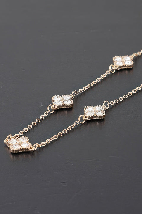 Jeweled Clover Charm Necklace