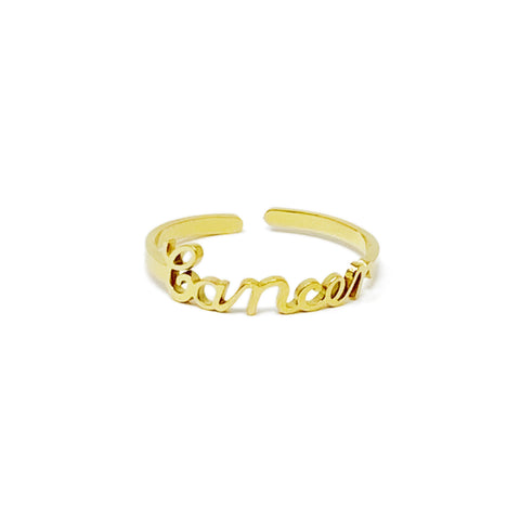 Scripted Zodiac Ring